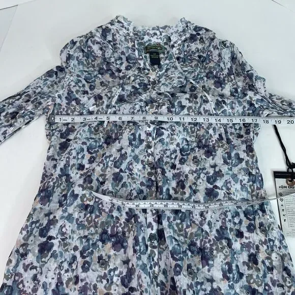 New 2OH Threads Blouse Top, Large, Purple And Grey Floral, 2W39004, Button Up - Picture 6 of 8